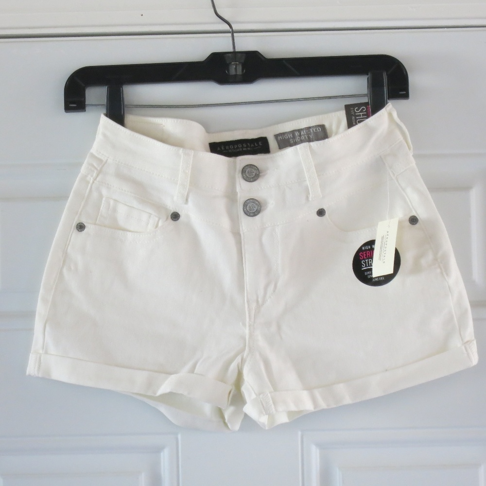 white high waisted shorts